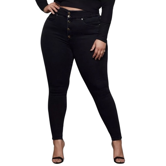 GOOD AMERICAN NWT Skinny High-Rise Black Jeans Size 15 — ABSOLUTELY GORGEOUS!!! - Picture 1 of 10